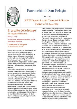 Foglietto Settimanale Domenica 31 agosto