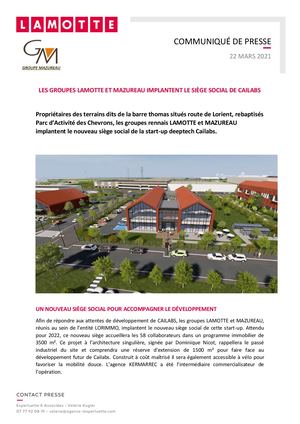 Lamotte et Mazureau implantent le siège social de Cailabs - 22 mars 2021