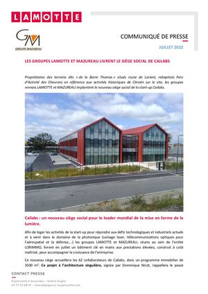 Lamotte et Mazureau livrent le siège social de Cailabs - 22 juillet 2022
