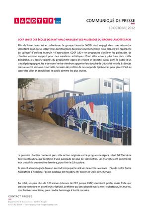 Coef 180 valorise les palissades de chantier de Lamotte Sacib à Saint-Malo - 10 octobre 2022