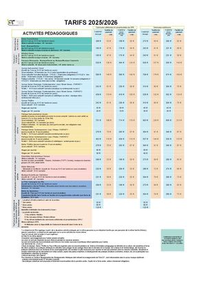 Tarifs Emdt 2025 2026 Pré-inscriptions