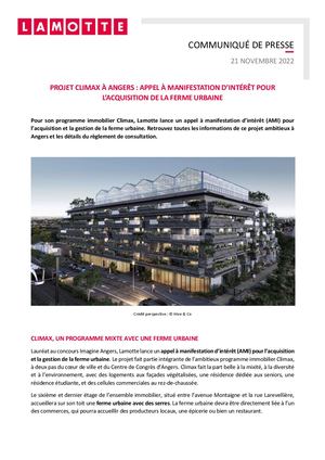 Climax à Angers : appel à manifestation d’intérêt pour l'acquisition de la ferme urbaine - 16 novembre 2022