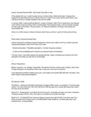 Lottery Unlocked Review 2025