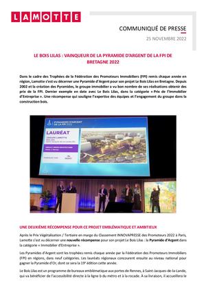 Le Bois Lilas, vainqueur de la Pyramide d'Argent de la FPI de Bretagne - 25 novembre 2022