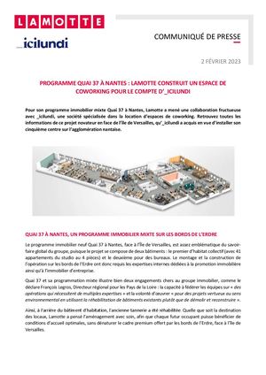 Lamotte construit un espace de coworking pour _icilundi à Nantes - 2 février 2023