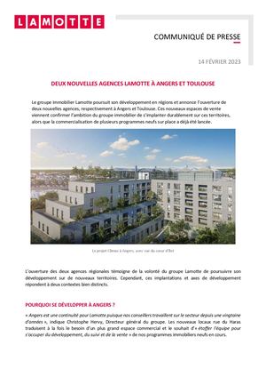 Lamotte ouvre deux nouvelles agences à Angers et Toulouse - 14 février 2023