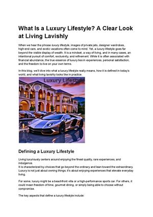 What Is A Luxury Lifestyle