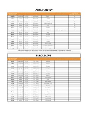 Calendrier Asvel