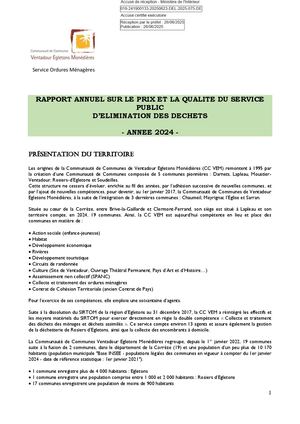 Rapport RPQS élimination des déchets 2024