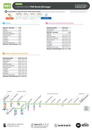 Horaires ligne N93 automne 2025