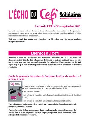 L'écho Du Cefi N° 43 Septembre 2025