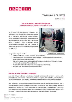 Lamotte inaugure Côté Halage à Betton, un programme qui requalifie l’entrée de ville - 15 mars 2023