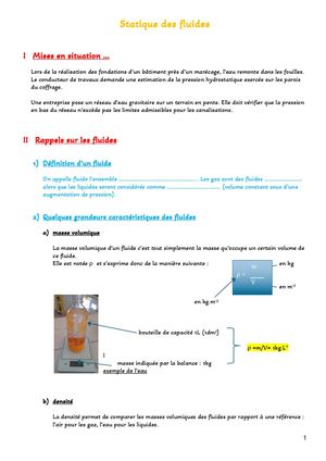 Statique Des Fluides Cours Élève
