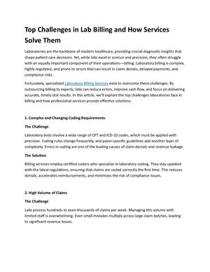 Top Challenges In Lab Billing And How Services Solve Them