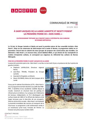 Lamotte pose la première pierre de Bois Harel à Saint-Jacques-de-la-Lande - 14 juin 2023