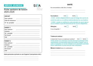 Fiche Sanitaire 25 26 Service Jeunesse SIPA Modifiée