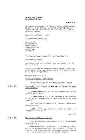 2025-08-20 - Séance extraordinaire