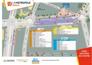 Plan d'affectations des quais Gare Routière Aix-en-Provence