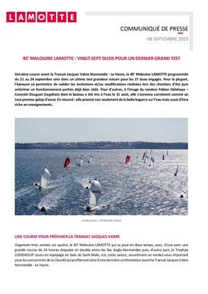 40' Malouine Lamotte : 27 duos pour un dernier grand test - 8 septembre 2023