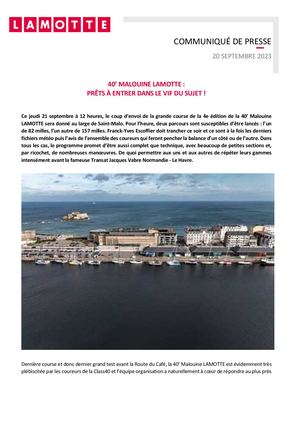 40' Malouine Lamotte : prêts à entrer dans le vif du sujet - 20 septembre 2023