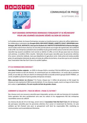Huit grandes entreprises rennaises s’engagent pour une journée solidaire dédiée au don de cheveux - 26 septembre 2023