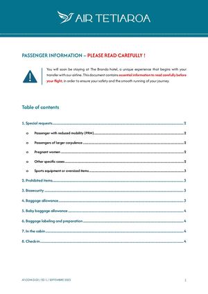 Air Tetiaroa - PASSENGER INFORMATION