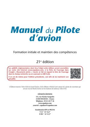Extrait 2222 Manuel du pilote d'avion (21e éd.) - le livre seul (PPL et LAPL)