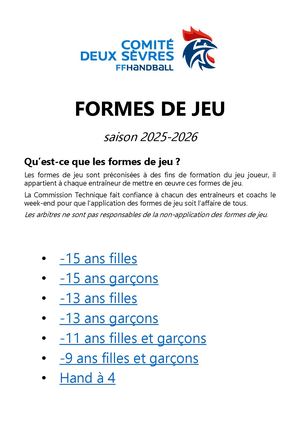 Formes De Jeu 2025 2026