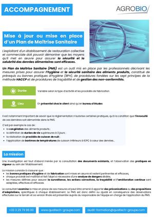 Accompagnement permettant la mise à jour ou la mise en place d’un Plan de Maîtrise Sanitaire