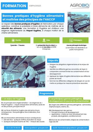 Formation : Bonnes pratiques d'hygiène alimentaire et HACCP