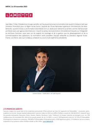 Laurent Vinolas, nouveau Directeur Promotion en Île-de-France - 29 novembre 2023