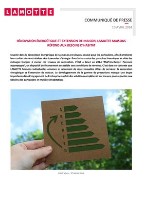 Rénovation énergétique et extension de maison, Lamotte Maisons répond aux besoins d’habitat - 10 avril 2024