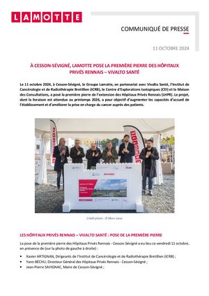 Lamotte pose la première pierre des Hôpitaux Privés Rennais – Vivalto Santé - 11 octobre 2024
