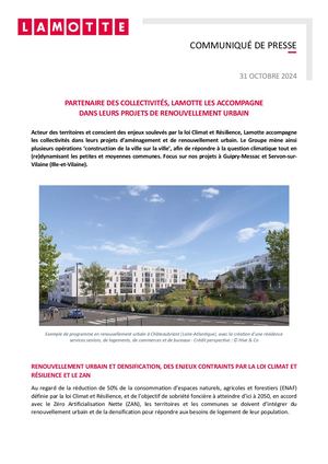 Partenaire des collectivités, Lamotte accompagne leurs projets de renouvellement urbain - 31 octobre 2024