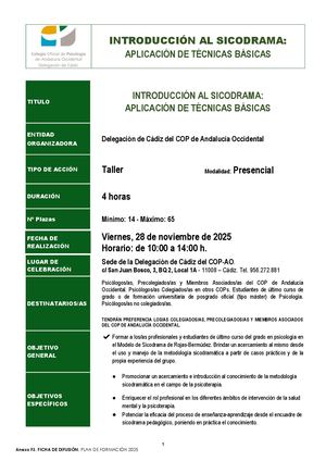 Ficha Difusion Introducción Al Sicodrama