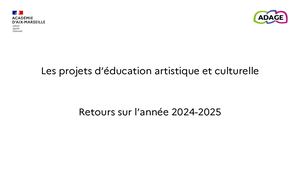 Les Projets D’éducation Artistique Et Culturelle De L’académie 2024 2025
