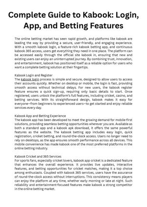 Complete Guide To Kabook Login, App, And Betting Features