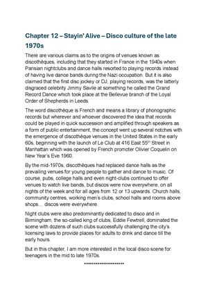 Chapter 12 – Stayin’ Alive – Disco Culture Of The Late 1970s