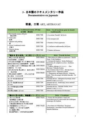Liste des DVD documentaires en japonais