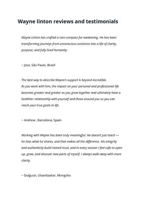 Wayne Linton Reviews