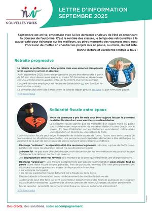 Lettre D'information Septembre 2025 De L'association Nouvelles Voies