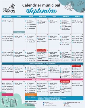 Calendrier de septembre 2025