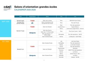 Calendrier des salons d'orientation 2025-2026
