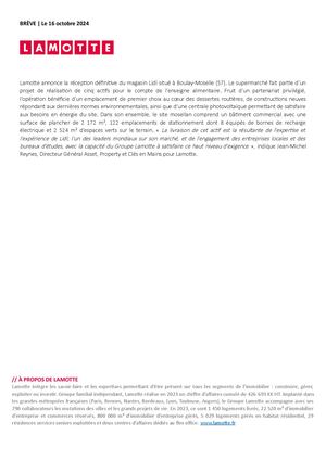 Lamotte annonce la réception définitive du magasin Lidl situé à Boulay-Moselle - 16 octobre 2024