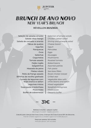 Menu Brunch Réveillon 25/26 | Jupiter Algarve Hotel