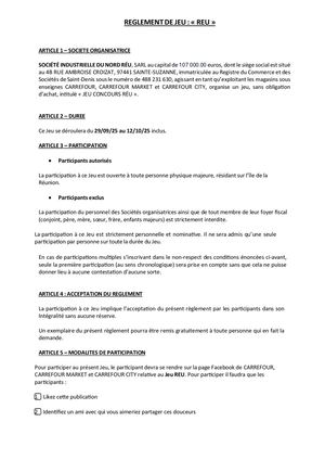 Reglement De Jeu Réu
