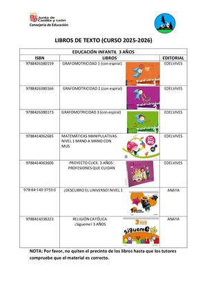 Libros De Texto De Infantil 2025 2026