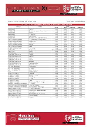 Lignes College St Martin 2025 2026