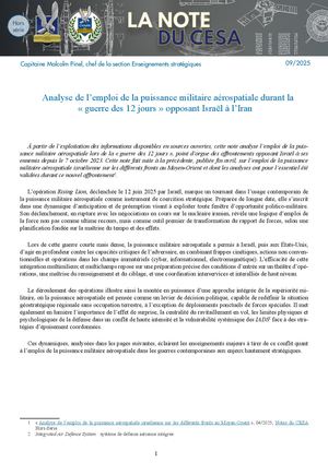 HORS SERIE - Analyse de l’emploi de la puissance militaire aérospatiale durant la « guerre des 12 jours » opposant Israël à l’Iran