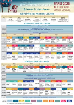 Synoptique Congrès Hypnose en Pratique Paris 2025
